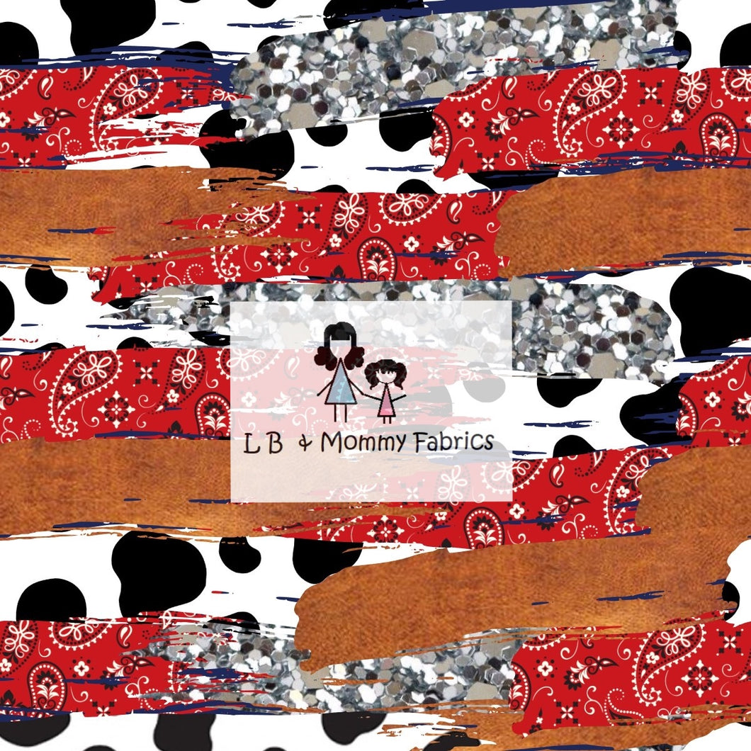 Red paisley glitter cow brushstrokes (SWT)
